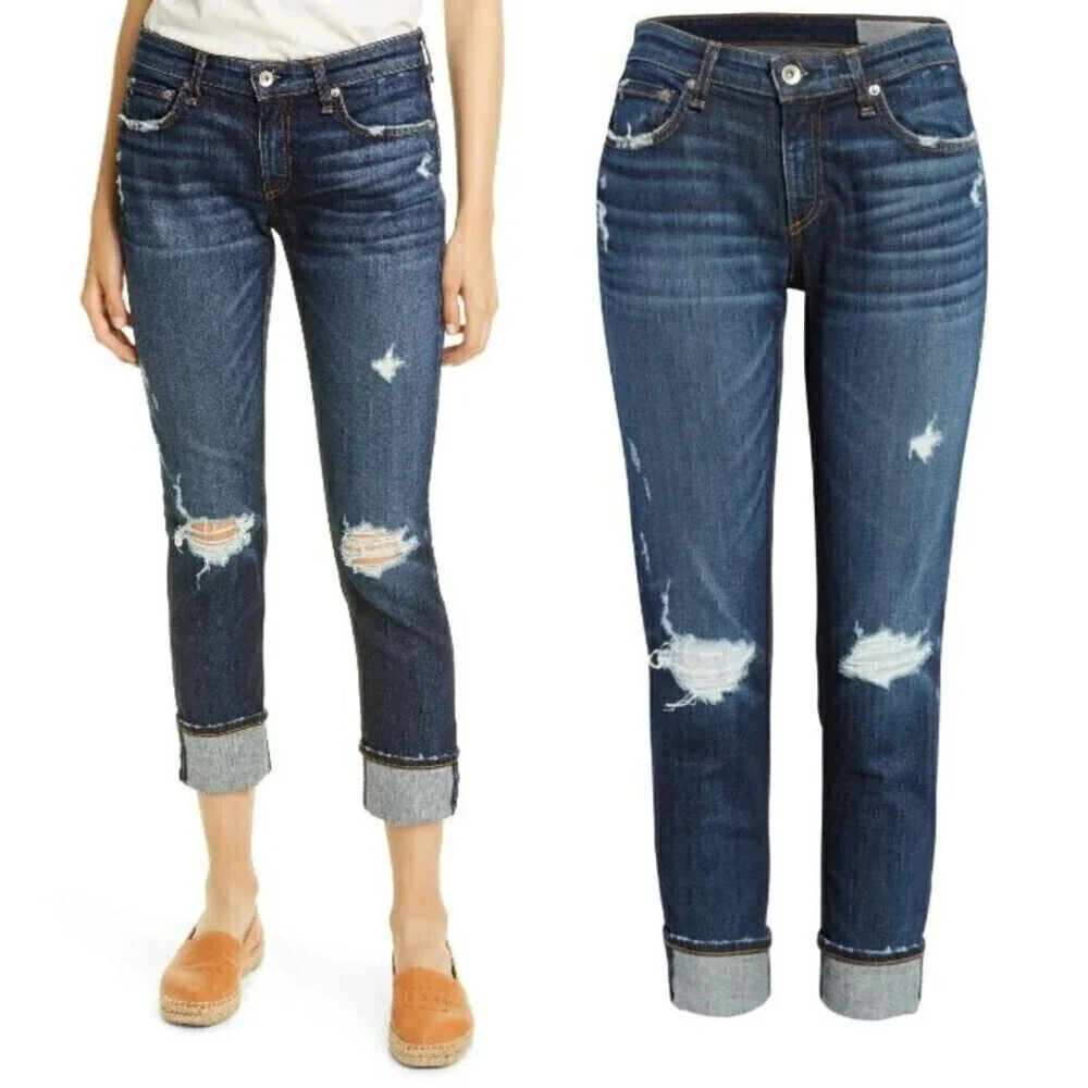 Rag & Bone Woman Size 26 Dre Low Rise Slim Boyfriend Cotton Denim Ankle Jeans